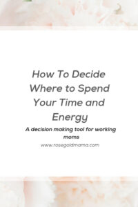 A tool to help working moms decided where to spend their time and energy. If you find yourself asking should I do this? You can use this decision making tool to know if you should enthusiastically accept or politely decline.