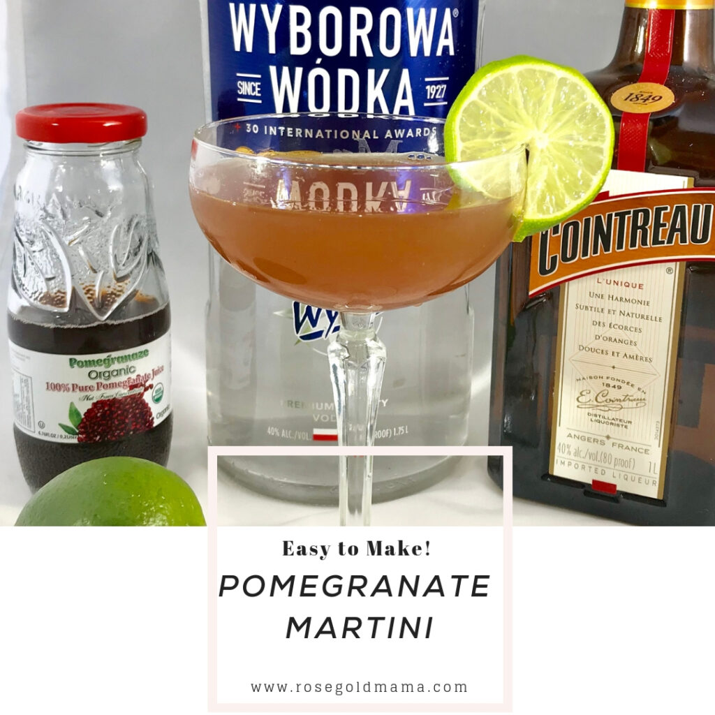 The pomegranate martini is a great twist on the cosmopolitan. If you want to mix up your homemade martinis, this is a sure crowd pleaser for happy hour with the neighbors. 